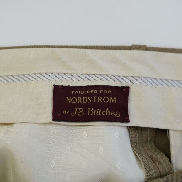Nordstrom JB Britches Tabaldo Togna Wool Tan Dress Pants 37/31 Pleated Cuffed Hi - Picture 7 of 8